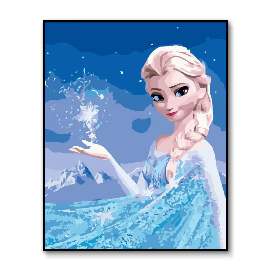 Princess Elsa DIY Painting by Numbers for Children Anna Paint by Number kits Snow White Coloring by Number - Цвет: bingxueqiyuan2