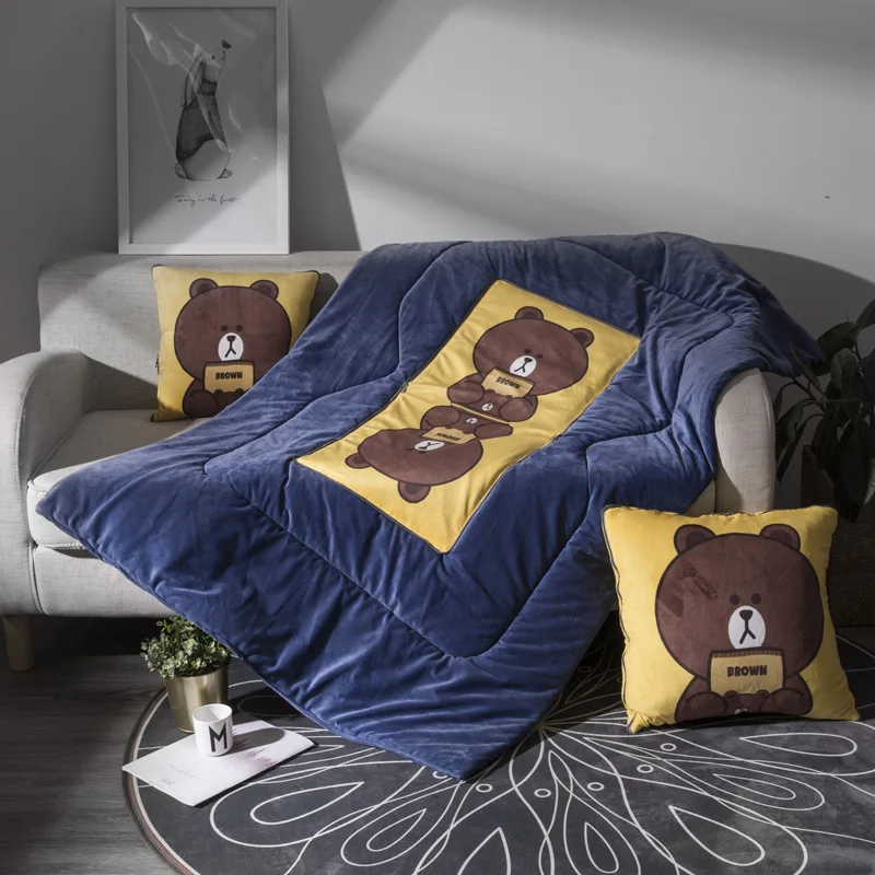 

New velvet fabric Soft Bolster+Blanket Two Use Cushion Good Quality Pillow Summer Quilt Decorative Pillow 40x40cm free shipping