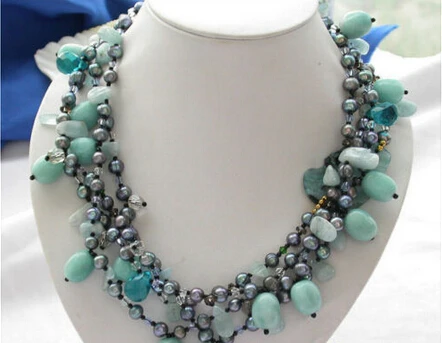 

song voge gem nanJ0456 Have one to sell Sell now Details about 3row gray pearl reseda opal blue drip crystal necklace