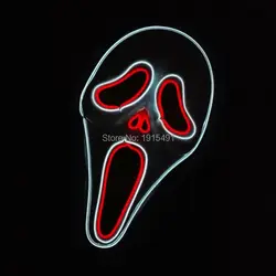 Испугавшись Призрак игристых EL проволоки Маска Новинка освещение изысканный дизайн модный led neon маска для ночного клуба, Мультфильм клуб