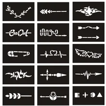 24 дизайна/набор трафаретов для татуировок хны для мужчин и женщин, для тела, ног, рук, блестящий трафарет для татуировки, Аэрограф, шаблон для татуировки