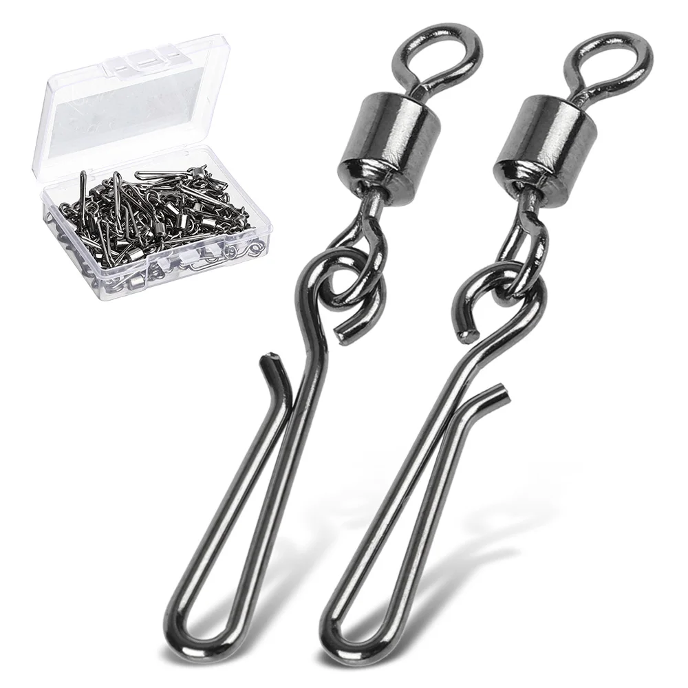 DONQL 102050pcs Swivels Fishing Connector Interlock Pin Snap 2#-10# Rolling Swivel For Fishhook Lure Carp Fishing Accessories  (2)