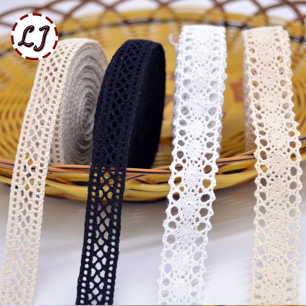 

New arrived 5yd/lot high quality beige lace fabric ribbon cotton lace trim sewing material for home garment accessories DIY