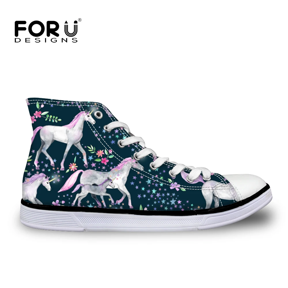 

FORUDESIGNS Unicorn Cartoon Vulcanize Shoes Sneakers Casual Shoe Tenis feminino High Top Flat Shoes Trainers Women Zapatos Mujer