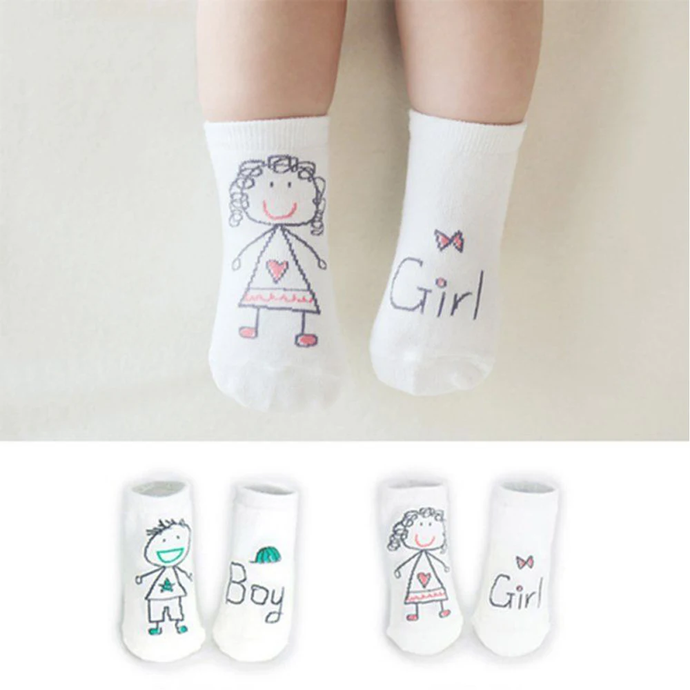 

1 pair Socks White Cute Socks Boy Girl Cartoon Combed Cotton Socks New Infant Toddler Socks For 0-4 Years Fun Top