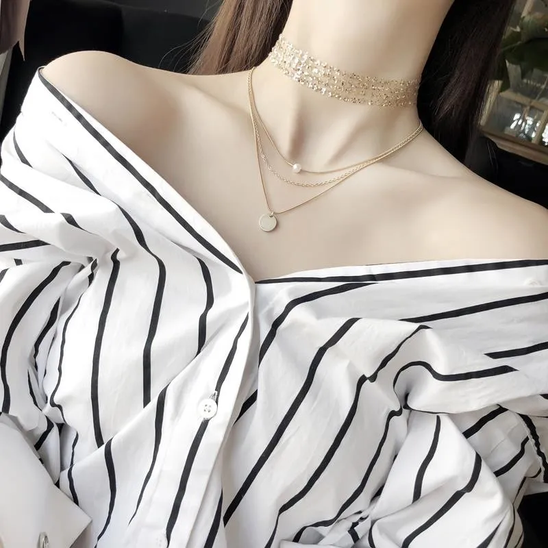 

M MISM Hot Fashion Vintage Clavicle Choker For Girls Elegant Rhinestone Necklace For Women Female Handcrafted Chain Jewelry