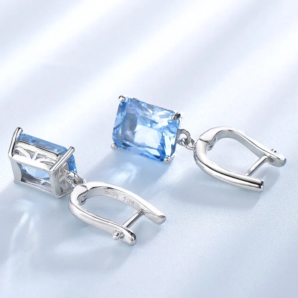 UMCHO Nano Blue Topaz Висячие серьги для женщин из натуральной 925 пробы серебра Романтические Свадебные обручальные драгоценные камни хорошее ювелирное изделие подарок