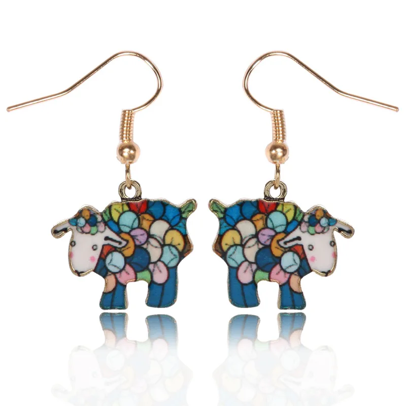 Новые эмалированные серьги гвоздики в виде звёзд овец|animal earrings|stud earringsstud earrings gold |