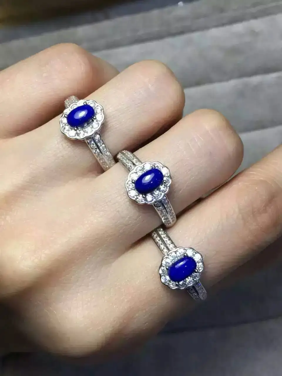 

Lovely Elegant round Sunflower Natural lapis lazuli Ring S925 Silver Natural gemstone Ring girl Women's party gift fine Jewelry