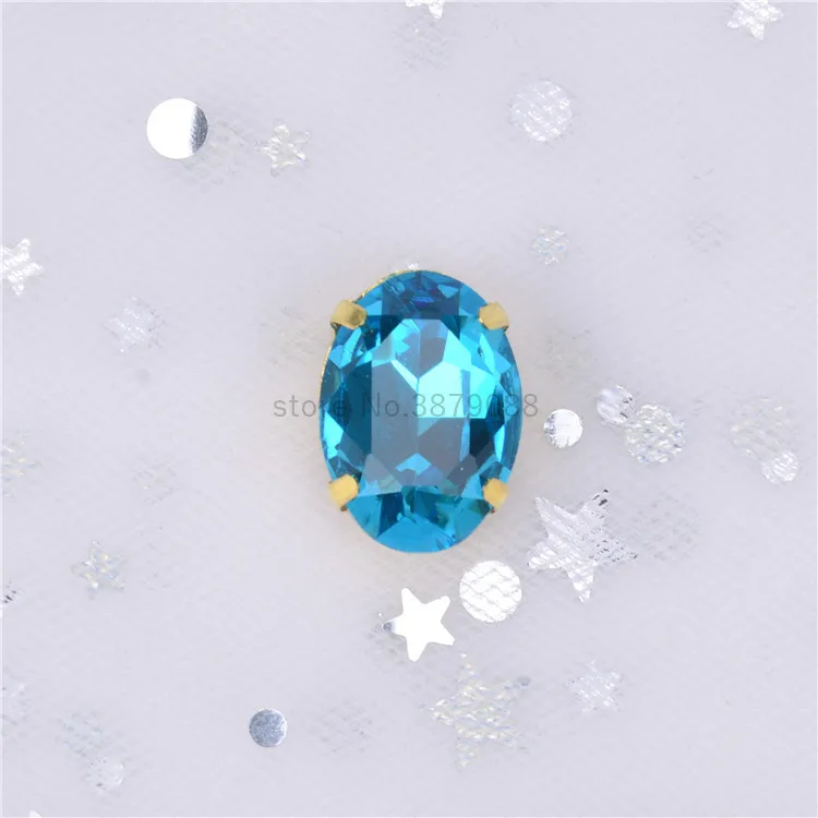 Crystal13x18mm Овальный 10 шт./упак. супер флэш-K9 стекло Золотая основа пришить коготь стразы, современное оборудование для изготовления аксессуаров для одежды