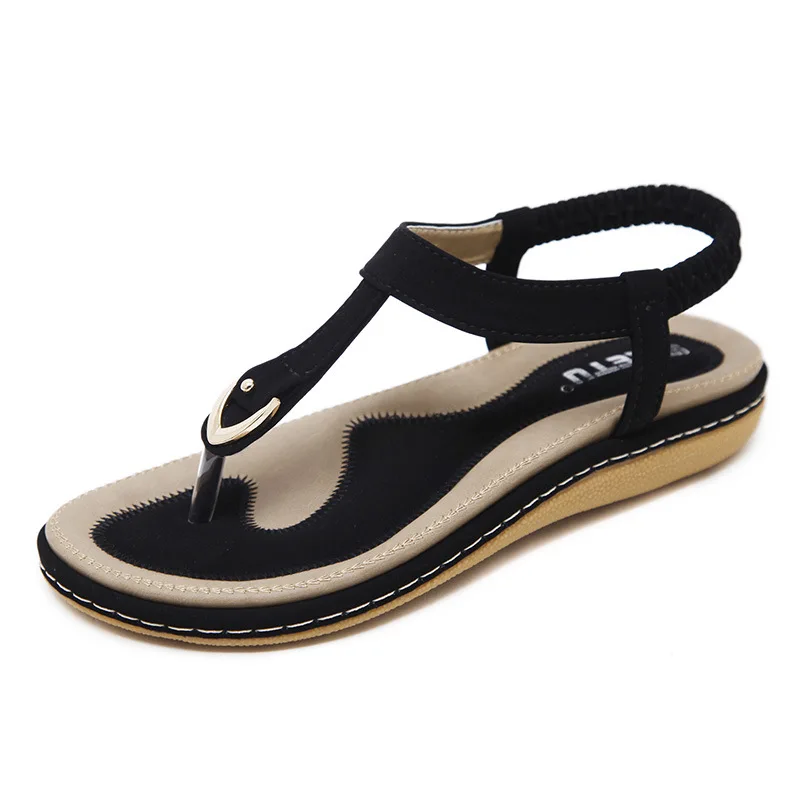 2019 Summer New Women's Sandals Metal Buckle Decoration Comfortable Pinch Set Foot Elastic Band Non-slip Sandals Outdoor Shoes 2019 Summer New Women's Sandals Metal Buckle Decoration Comfortable Pinch Set Foot Elastic Band Non-slip Sandals Outdoor Shoes