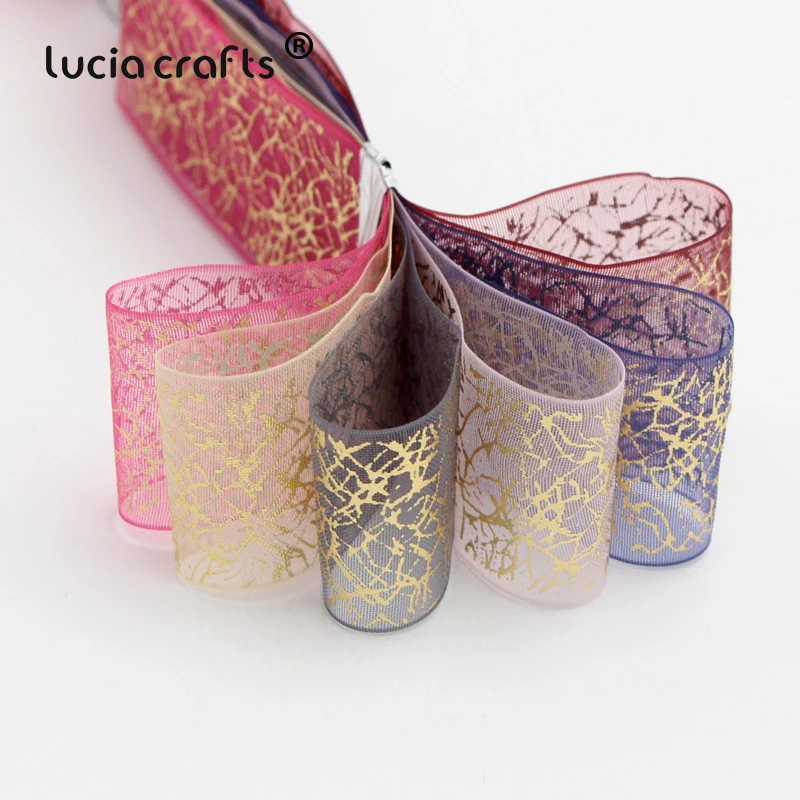 Lucia crafts 25 мм Печатная органза ленты для свадьбы Подарочная упаковка декор материал DIY шитье и бант для волос аксессуары P0102