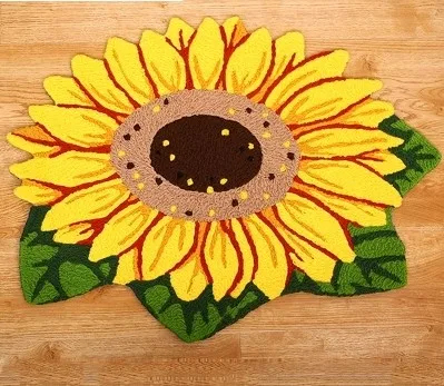 

Yellow Sunflower Rug Carpet Thicken Floor Mat for Baby Lovely Door Mat Round Carpet for Hallway Heronsbill Printed Rug Floor Pad