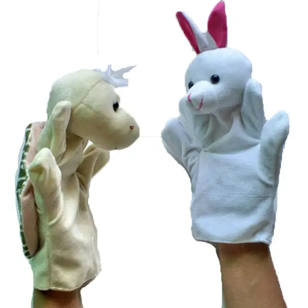 

2pcs/set/lot, fairy tale hand puppets - The tortoise and the hare,Plush hand puppets, stuffed hand puppets, 2pcs/poly bag) t