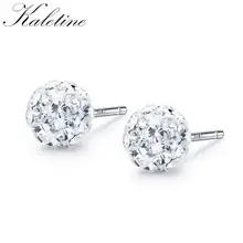 Kaletine 925 пробы серебряные серьги-гвоздики для женщин 6 мм Pave CZ Диско Шар корейские маленькие серьги детские ювелирные изделия KLTE013