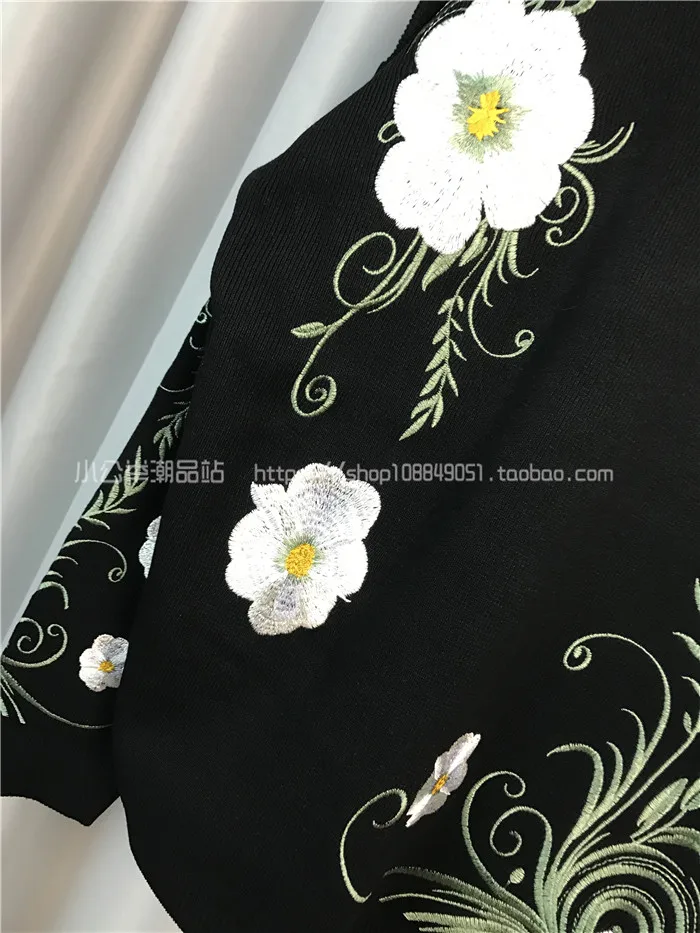 over Ensembles Costume Mode Tricoté Pièce Broderie gris Européenne Noir Pull Fleur Nouvelle De Tricots Manteau Haute Pantalon Femmes Qualty Dames Harlem 2 OqnAfFS