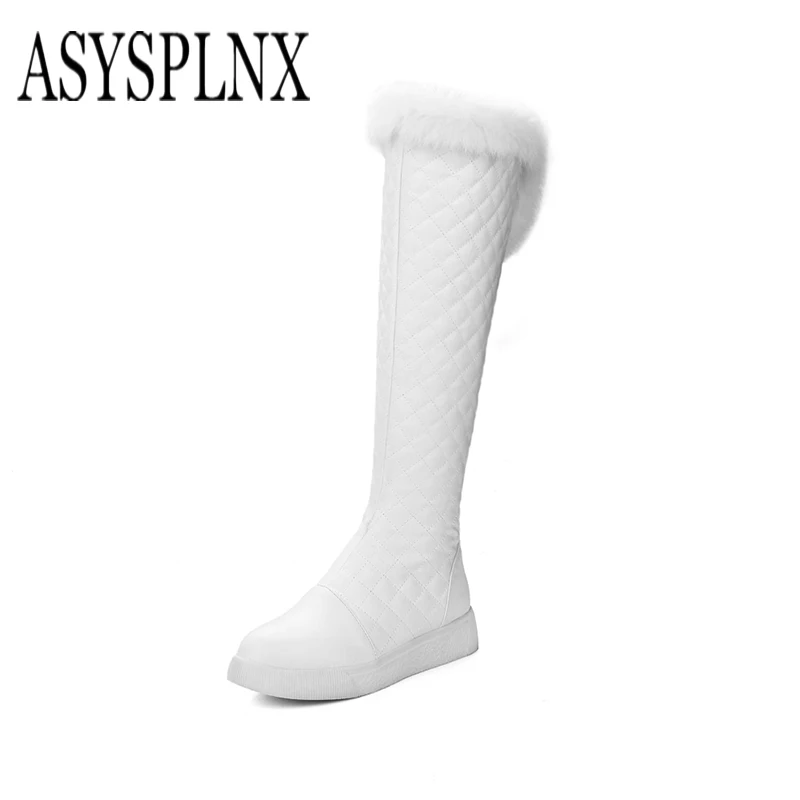 D'hiver Plate De 2018 Avec forme Mode white B037 Et Black Genoux Bottes Femmes Neige Asysplnx Haute Étanche Marque Ronde qgEnB