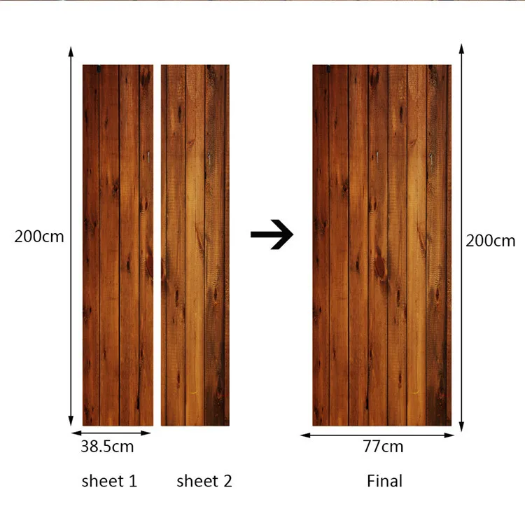 2 шт./набор, креативные наклейки на стену с деревянной дверью, для спальни, украшения дома, плакат, ПВХ, водонепроницаемые наклейки на дверь, имитация 3D наклейки