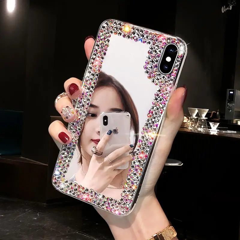 

Tempered Glass Mirror Cases For Xiaomi Redmi Note 7 pro 4A 5A Note 4 4x 5 Mi 8 lite 6X F1 5X 5plus 6A 6Pro Rhinestone Case Coque