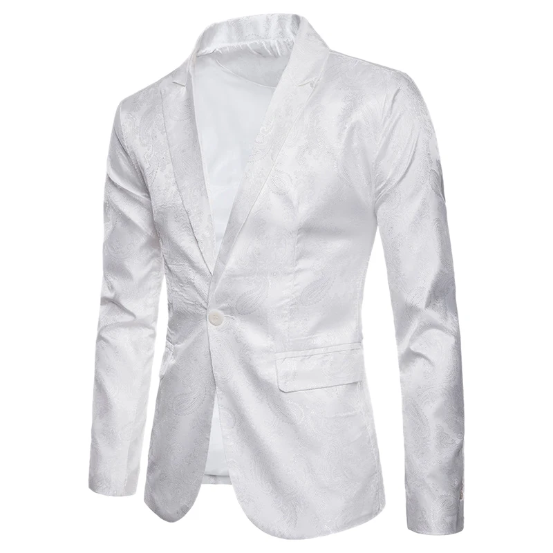 Для мужчин модные Винтаж дворец цветочный блейзер Мужской торговли повседневное Slim Fit одна кнопка блейзер вечерние костюм куртка верхняя