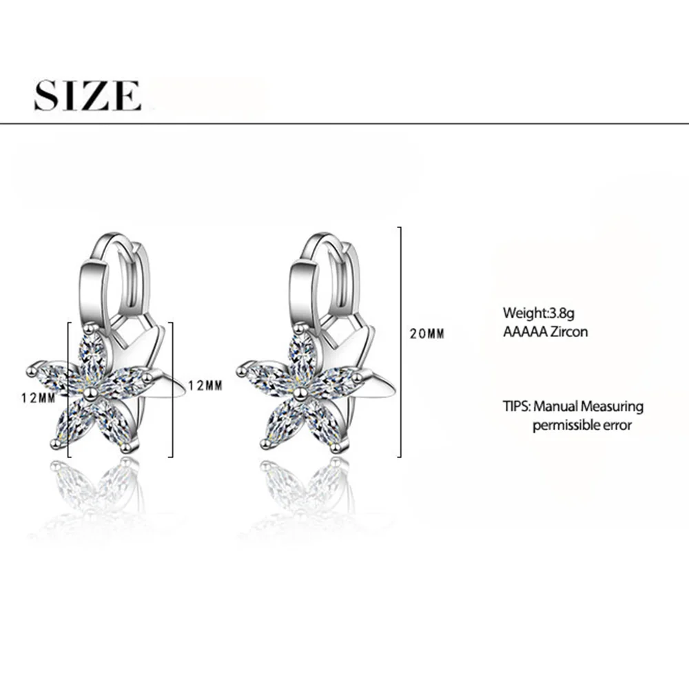 Anenjery простые изысканные 925 пробы серебряные серьги двухслойные пятилепестковые циркониевые серьги с цветочным мотивом для женщин oorbellen S-E776