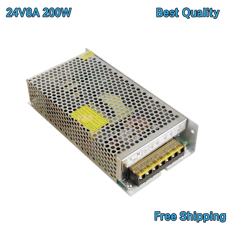 

Free Shipping 24V 8A Switching Power Supply S-200-24 power adapter 110V/220V to 24v 200w power supply for LED Strip
