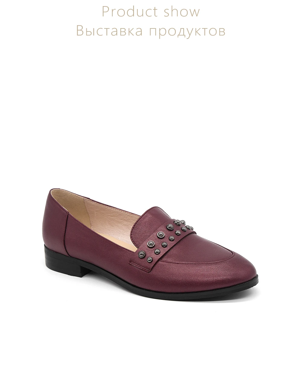 

LIDIAN 2019 low heels Woman Pumps Lace Up Round Toe Platform Footwear Genuine leather Studs Retro Casual Female B47