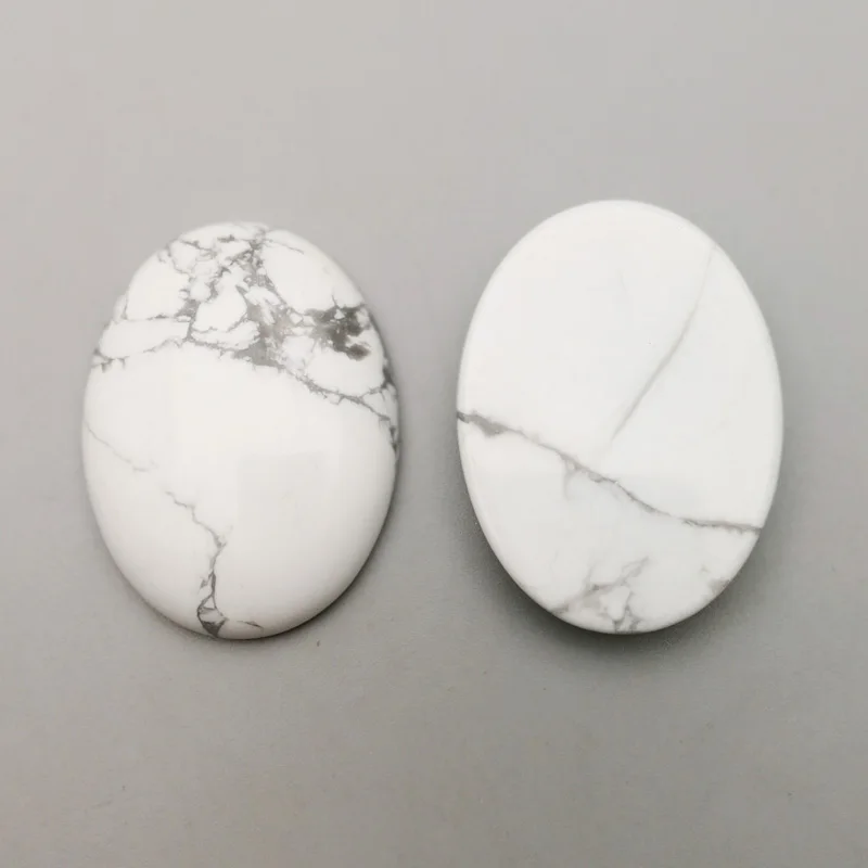 Модные бусины из натурального белого овального камня Howlite 30*40 мм подвески кабошон