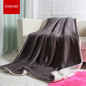 

Thick warm double layer flannel plus sherpa man made lamb fur blanket 145x195cm