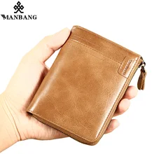 ManBang 2018 New Men Wallet Genuine Leather Card Holder Small Vintage Zipper&Hasp Wallet Luxury Man Purse Brand Free Shipping ManBang 2018 New Men Wallet Genuine Leather Card Holder Small Vintage Zipper&Hasp Wallet Luxury Man Purse Brand Free Shipping