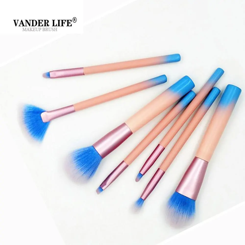 Brand Brushes 7 10 Pcs Pink/Blue Professional Makeup Brushes Set Make