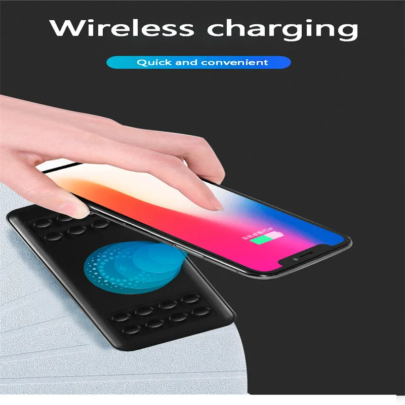 Qi 10000mAh Wireless Charger Power Bank 3 Input Battery Charger Portable with Suction Cup for Samsung S9 S8 for IPhone X 8 Qi 10000mAh Wireless Charger Power Bank 3 Input Battery Charger Portable with Suction Cup for Samsung S9 S8 for IPhone X 8