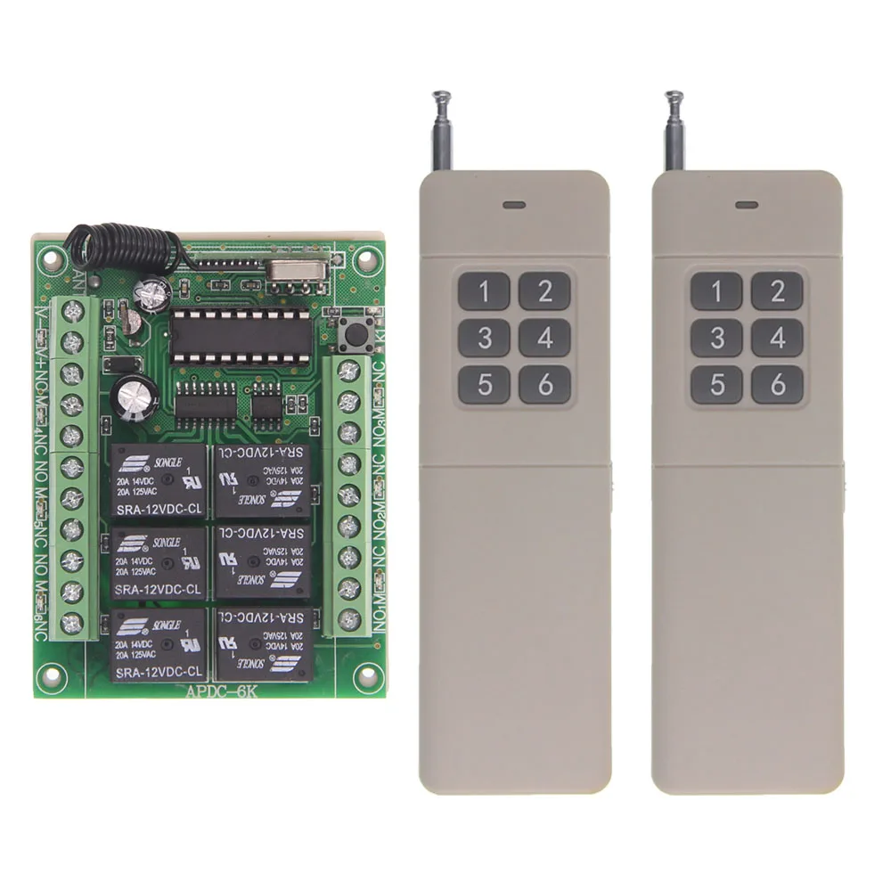 

2019 3000m Smart Home DC 12V 24V 6CH 6 CH RF Wireless Remote Control Light Motor Relay Switch System,Receiver +Transmitter