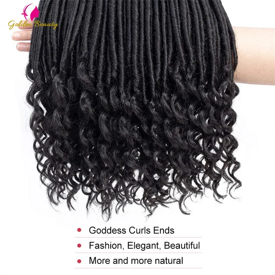 Золотая красавица 1" мягкие Faux locs Curly End вязание крючком плетение волос синтетические волосы наращивание 12 корней/упаковка богиня замки