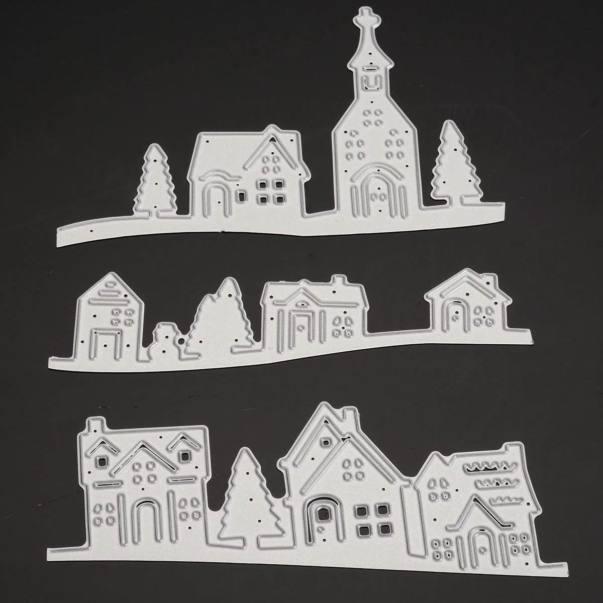Village House Trees Cutting Dies Stencil for DIY Scrapbooking Album Decorative Paper Cards Embossing Cut Dies