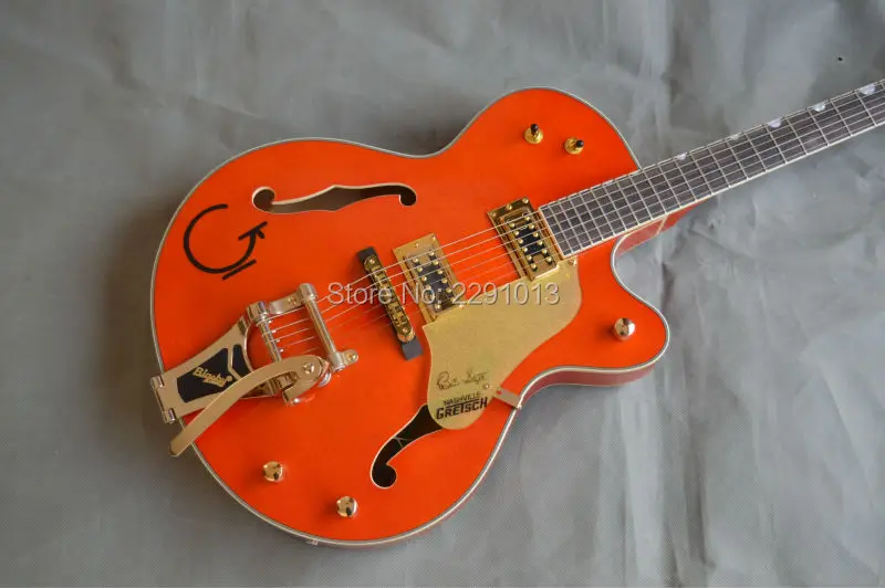 Custom shop- Orange Gretsch Falcon 6120 Semi Hollow Body Jazz Electric Guitar Bigsby Tremolo GOld Hardware Free Shipping