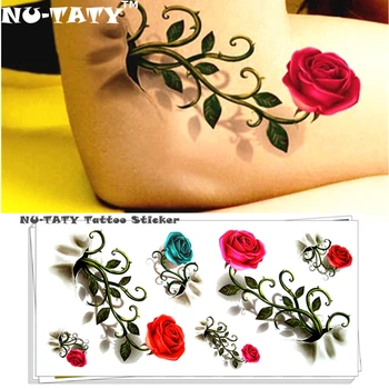 

Nu-TATY Vintage Rose 3d Temporary Tattoo Body Art Flash Tattoo Sticker 19*9cm Waterproof Styling Henna Tatoo Home Decor Sticker