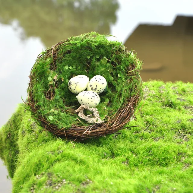 Artificial Nest Emulation Straw Simulation Foam Egg Moss Artificial Nest Emulation Straw Simulation Foam Egg Moss Crafts Home Garden Outdoor Decorative Wedding Decoration