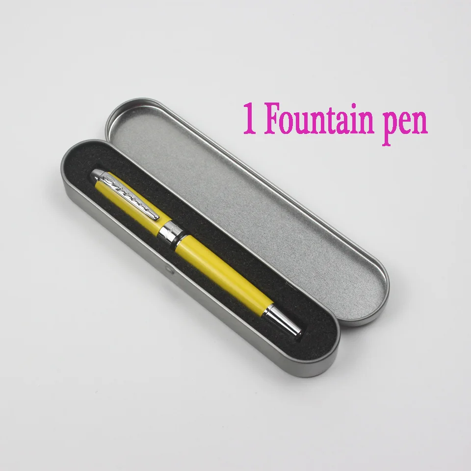 Высокое качество Iraurita Jinhao-250 авторучка полностью металлический Серебряный зажим желтые Роскошные шариковые ручки Канцтовары офисный школьный инвентарь - Цвет: 1Fountain Pen -1 box