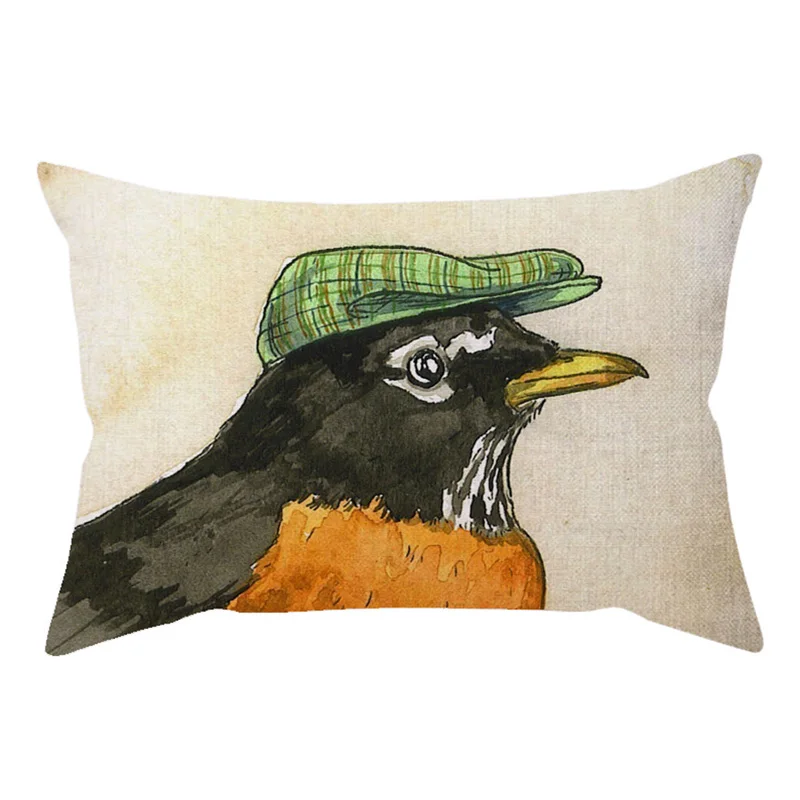 30x50cm Cute Animal Bird Wear a hat Colorful Vintage Sofa Decorative Throw Pillow Case Hen Crow Funny Car Chair Cushion Cover M088-13