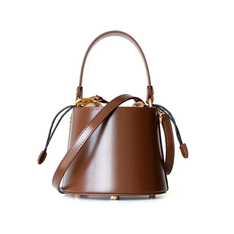 

2019 Vintage Women's Handbags Famous Fashion Brand Shoulder Bags For Ladies Totes Simple Bucket Design Women Messenger Bag Q0242