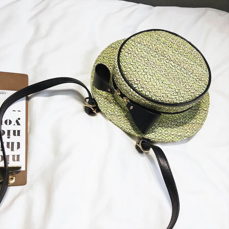 New Fashion Women Summer Straw Backpack INS Popular Female Hat Back Pack Lady Travel Casual Mochila Stripe Knit Crossbody BP3008 (9)