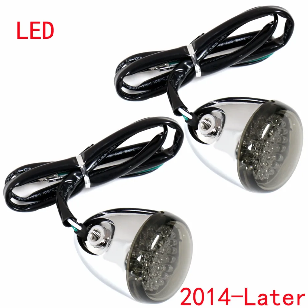 Chrome Deuce/Bullet Front LED Turn Signal&Smoked Lens For Harley Street