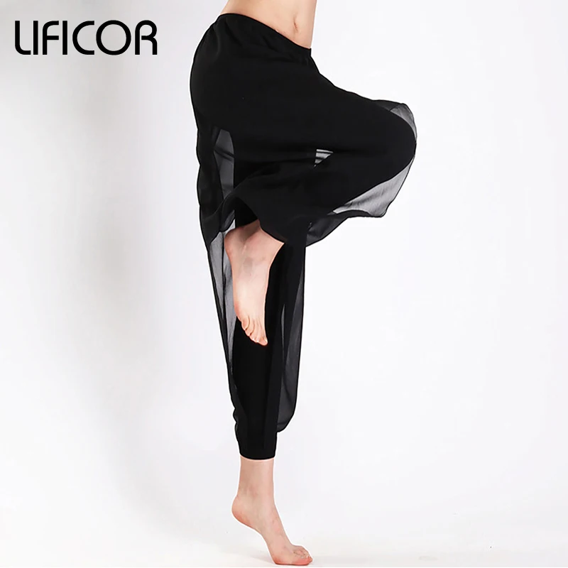 Spring Women Wide Leg Yoga Pants Cardio Training Exercise Fitness Sports Mesh Gym Capri Workout Sweatpants Trousers Plus Size