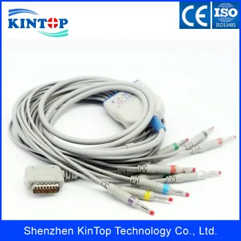 

2pcs/lot Compatible New Bosch/Cambridge/Custo-med/Dego/Hellige/Siemens ECG EKG cable 10 leads banana 4.0m plug with CE 15pin