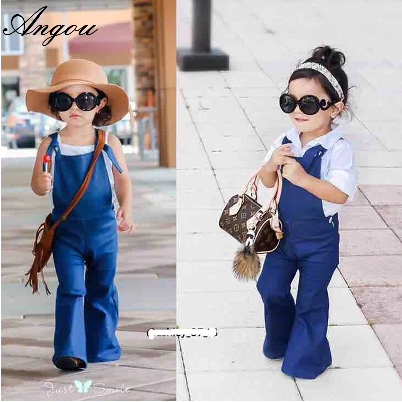 Angou Toddler Girls Jean Overalls Fashion Flare Pants Baby Wedleg