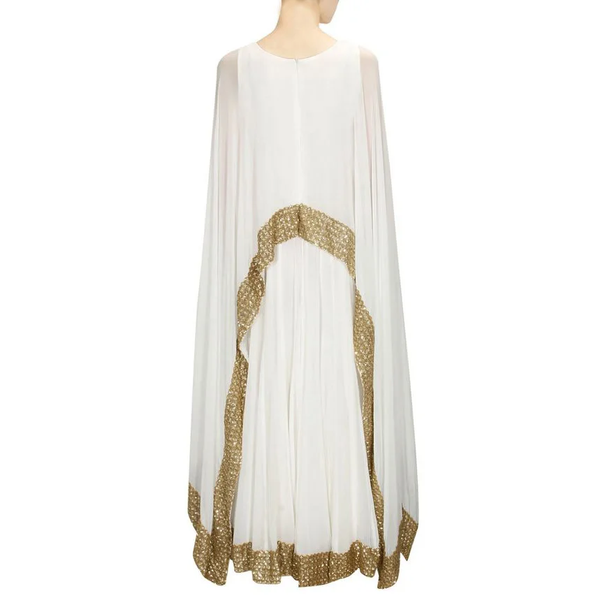 white and gold kaftan