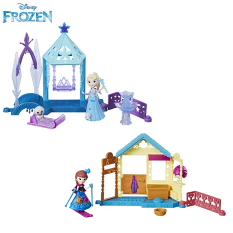 Disney Frozen Принцесса Эльза и Анна Миниатюрный Кукольный дом Комплект сцена дом для куклы горячие игрушки для детей