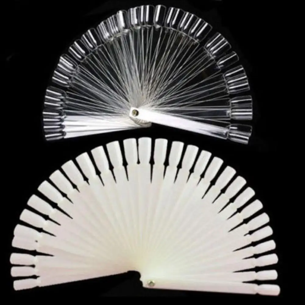 

50Pcs Natural False Display Foldable Polish Practice Pop Tip Nail Art Fan Wheel Palette Card Shelf Polish Card Hot