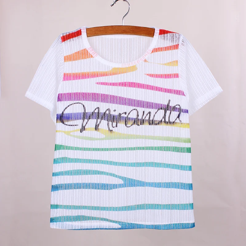 ファッション剥奪手紙パターン女性トップtシャツ半袖通気性生地レディ夏ドレスヴォーグ